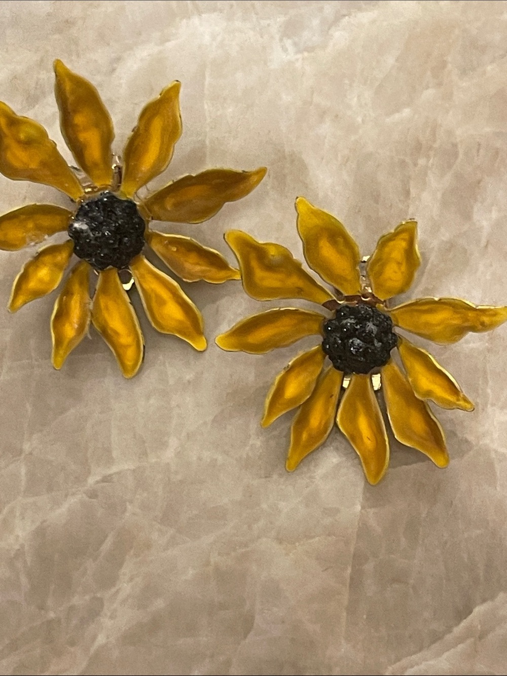Yellow Sunflower Floral Statement Earrings - Women Accessories. Clip